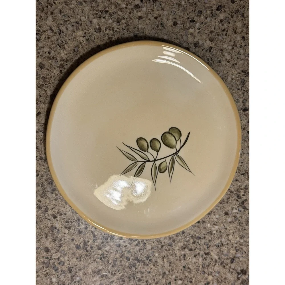 Pottery Barn RUSTIC OLIVE Salad Dessert Plates Italian Olives SET OF 4